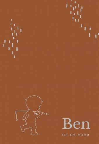 Strak en hip geboortekaartje voor jongen in roestbruin - Ben