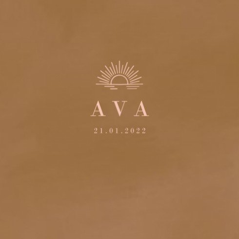 Velvet geboortekaartje meisje camel zon  - Ava
