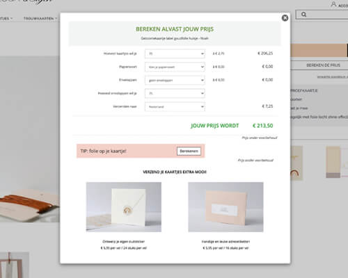 Prijs van de geboortekaartjes berekenen