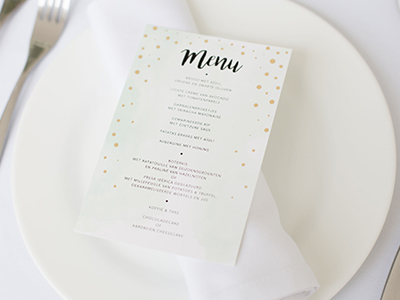 Menukaart op maat met goudfolie