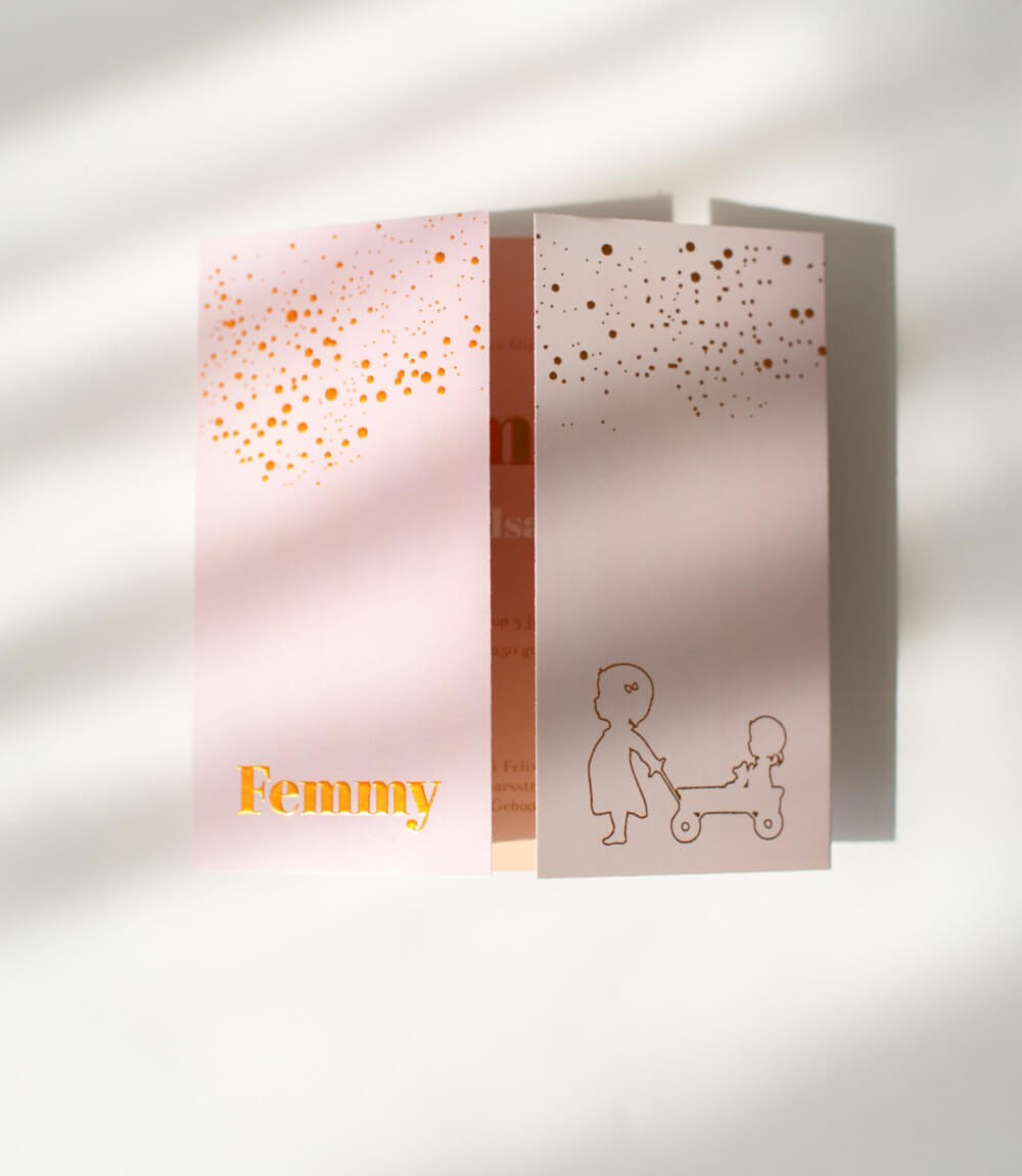 geboortekaartje-meisje-zusje-broertje-koperfolie-theater-uniek